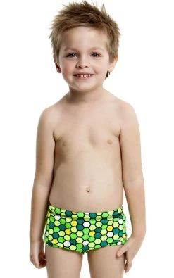 Maillot De Bain Funky Trunks Enfant Garçon Golden Honeycomb Vert