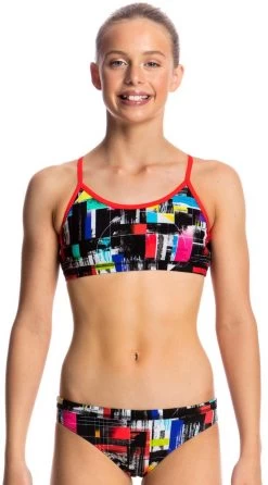 Maillot De Bain Funkita 2 Pièces Fille Test Signal Noir